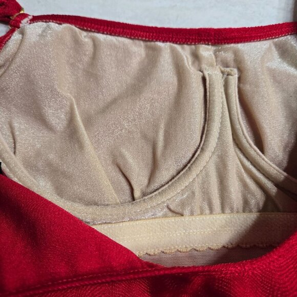 Vintage Roxanne One Piece Swimsuit Red Size 34B Small Ruched Beach Textured - Picture 7 of 15